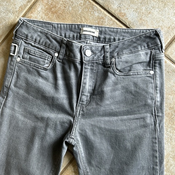Zadig & Voltaire Eva Gris Perm Raw Released Hem Skinny Jeans Womens size 27 - Picture 3 of 10